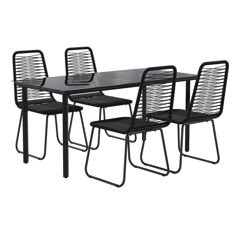 Set de servit masa pentru grădină, 5 piese, negru