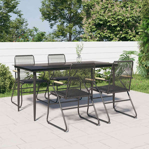 Set mobilier de grădină, 5 piese, negru, ratan PVC