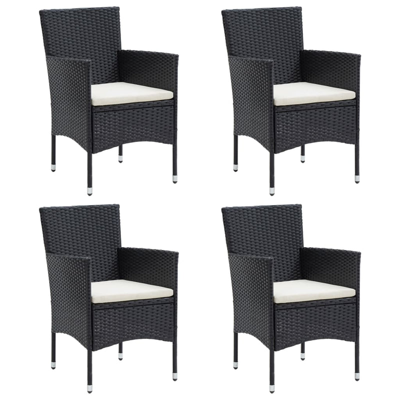 Set de masă pentru grădină, 5 piese, cu perne, negru