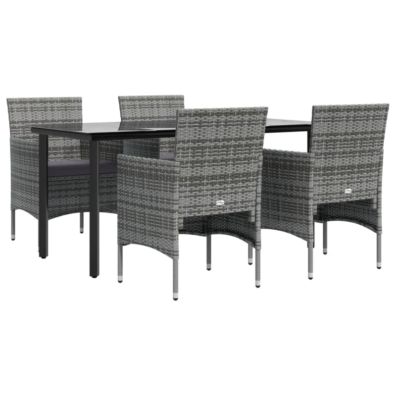 Set de servit masa pentru grădină, 5 piese, gri și negru