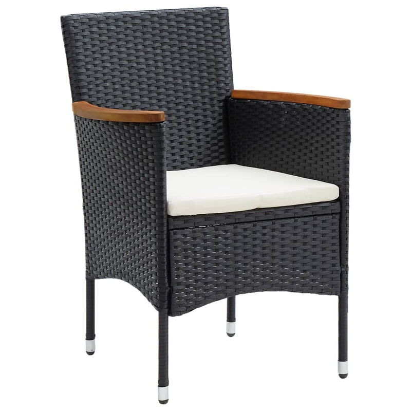 Set de masă pentru grădină, 5 piese, cu perne, negru