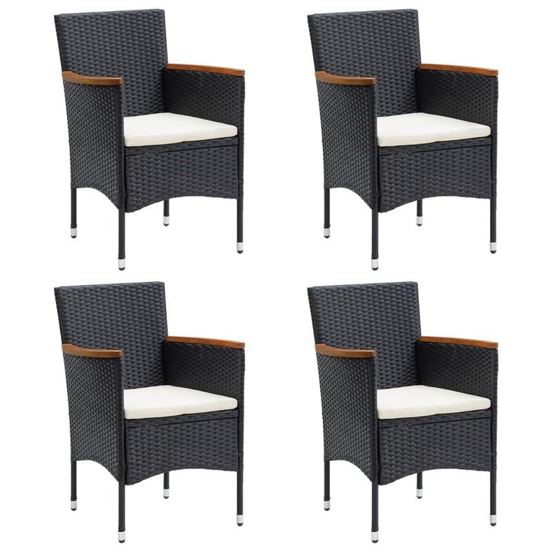 Set de masă pentru grădină, 5 piese, cu perne, negru