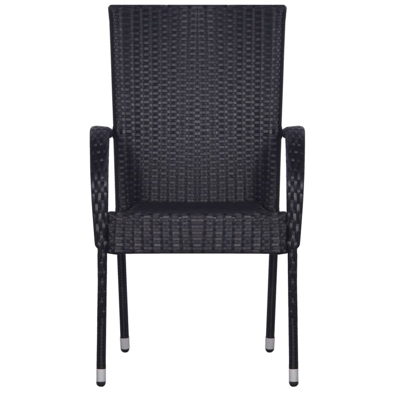 Set mobilier de grădină, 7 piese, negru, poliratan