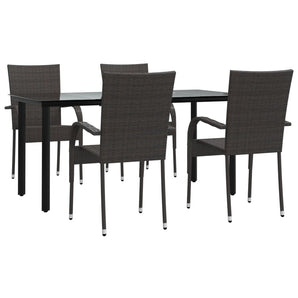 Set mobilier de grădină, 5 piese, maro, poliratan