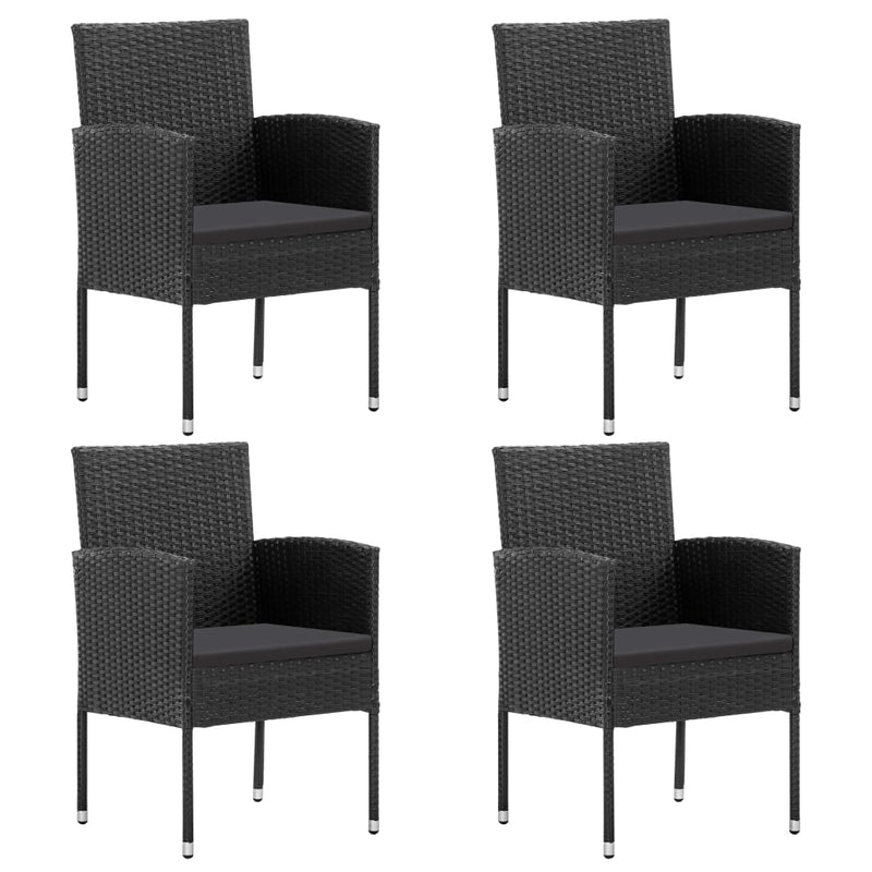 Set mobilier de grădină cu perne, 5 piese, negru, poliratan