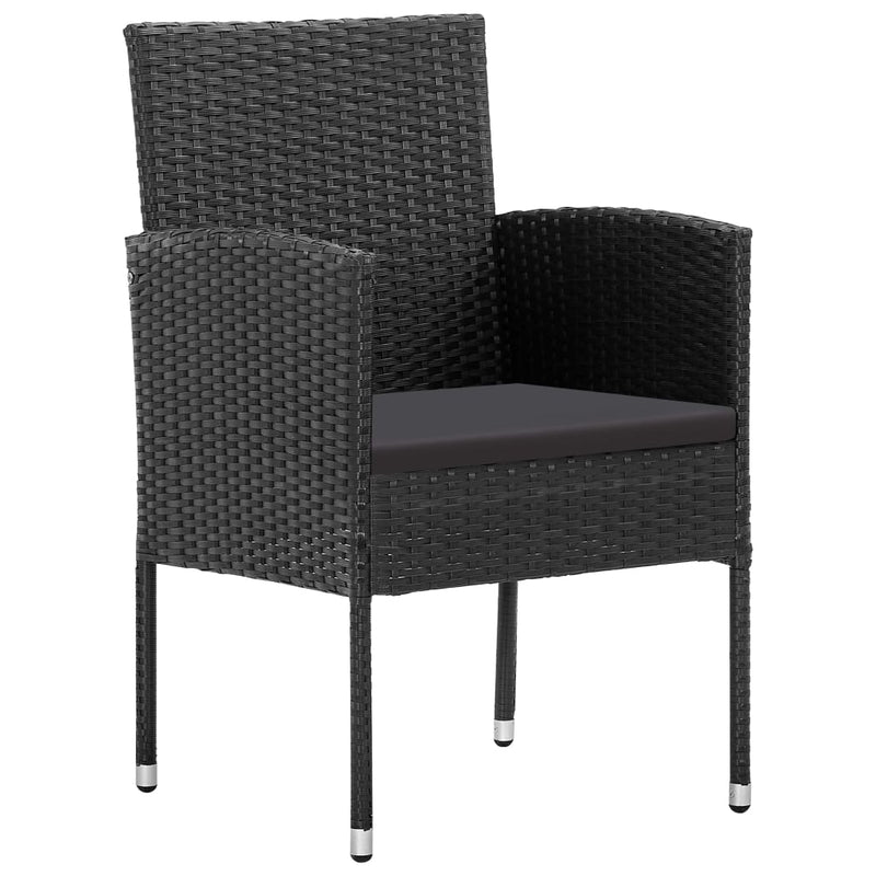 Set mobilier de grădină cu perne, 5 piese, negru, poliratan