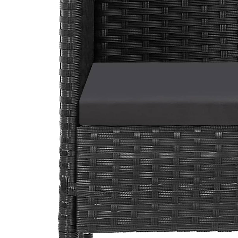 Set mobilier de grădină cu perne, 5 piese, negru, poliratan