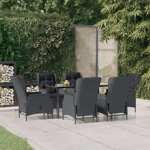 Set mobilier de grădină, 7 piese, gri închis, poliratan