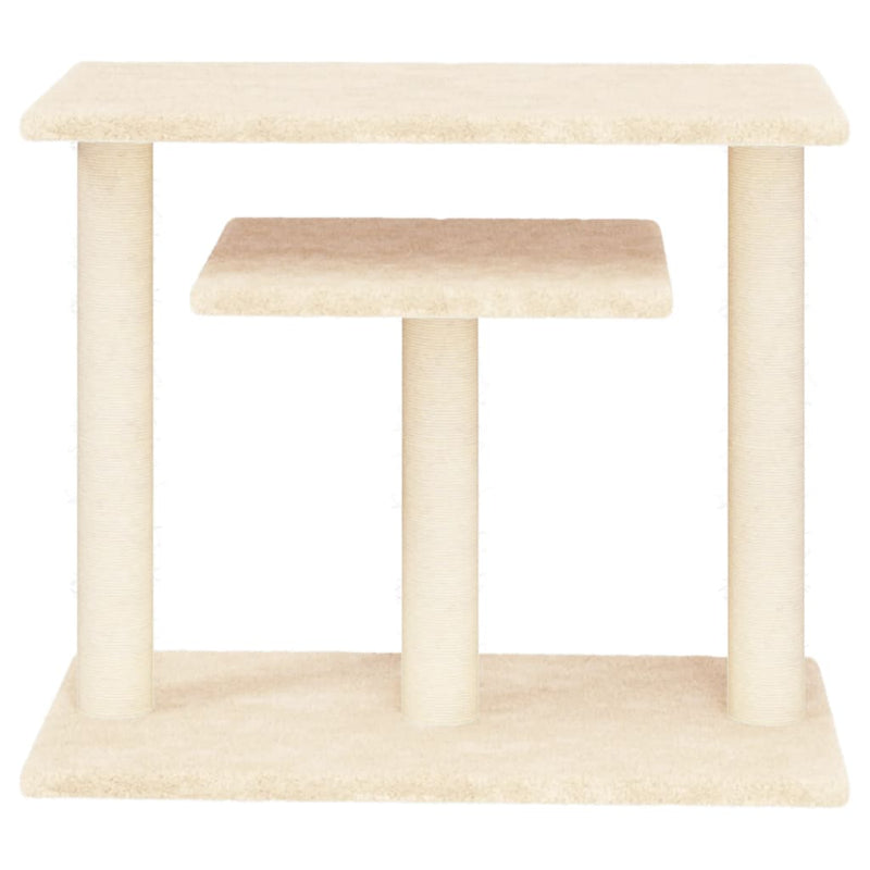 Stâlpi de zgâriat pentru pisici cu platforme, crem, 62,5 cm