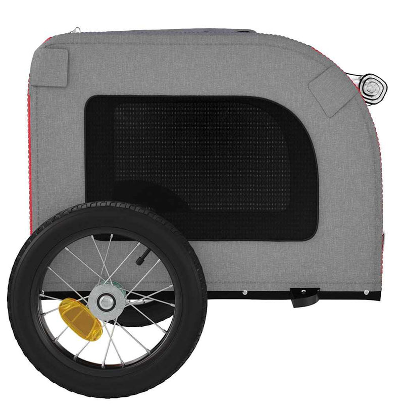 Remorcă bicicletă animale companie, roșu/gri textil oxford/fier