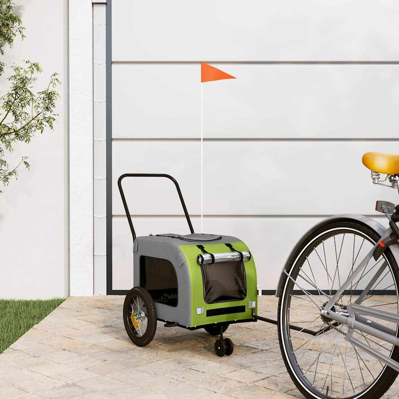Remorcă de bicicletă pentru animale de companie Verde și gri