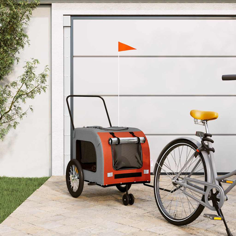 Remorcă de bicicletă animale portocaliu/gri, textil oxford/fier