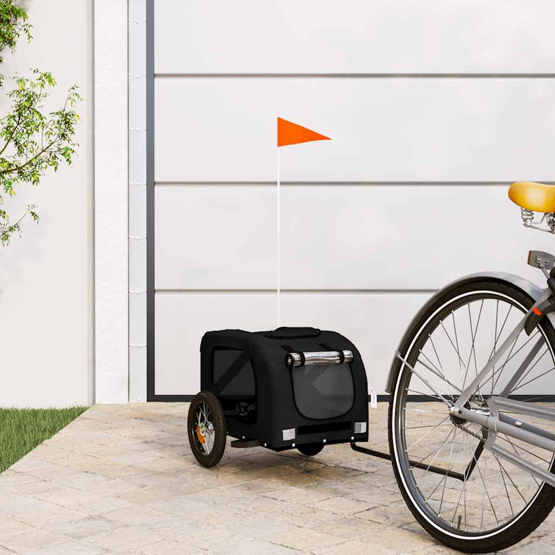 Remorcă bicicletă animale companie, negru, textil oxford/fier