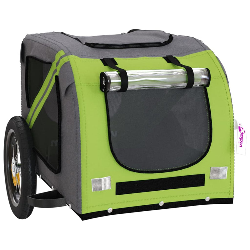 Remorcă bicicletă animale companie verde/gri textil oxford/fier