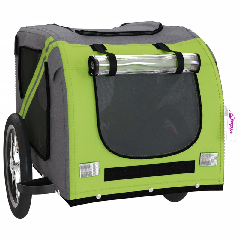 Remorcă bicicletă animale companie verde/gri textil oxford/fier