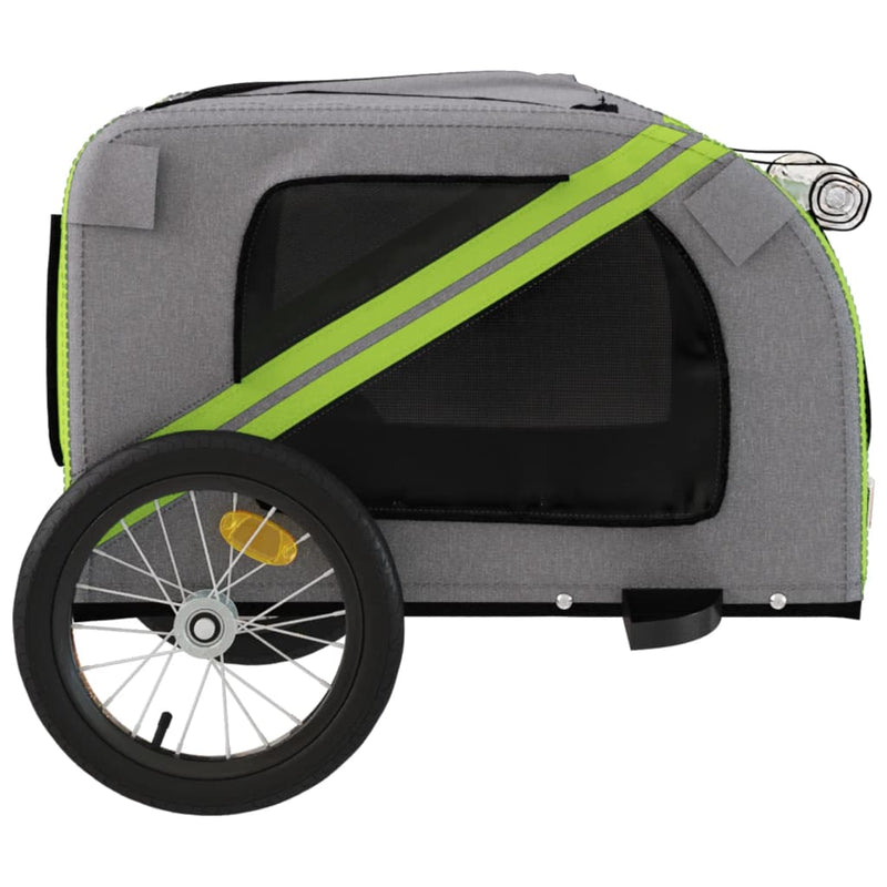 Remorcă bicicletă animale companie verde/gri textil oxford/fier