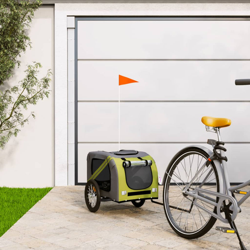 Remorcă bicicletă animale companie verde/gri textil oxford/fier