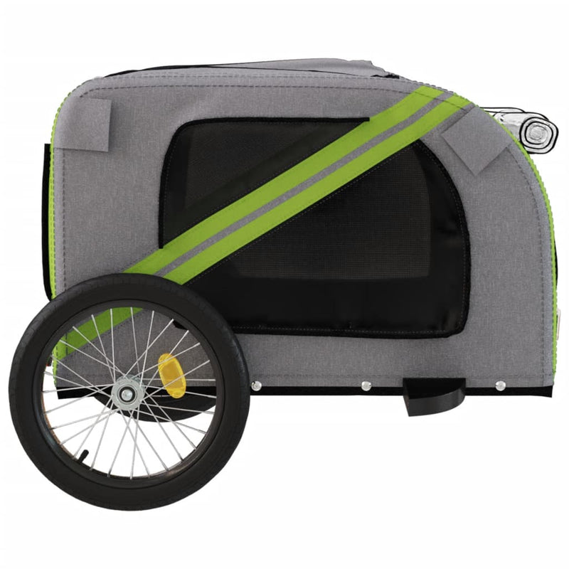 Remorcă bicicletă animale companie verde/gri textil oxford/fier