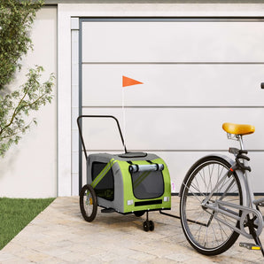Remorcă bicicletă animale companie verde/gri textil oxford/fier