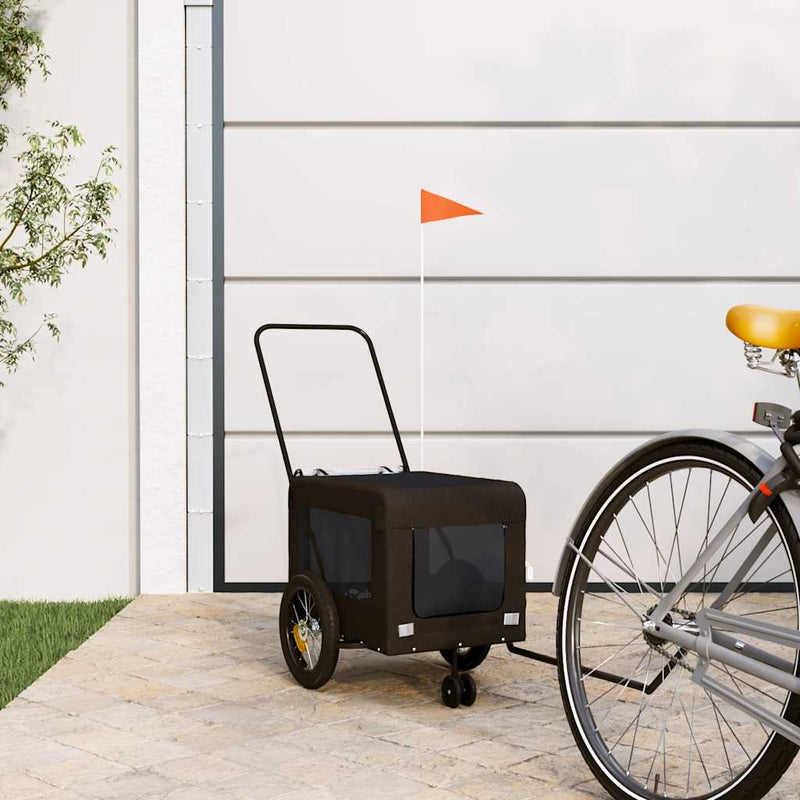Remorcă bicicletă animale companie, negru, textil oxford/fier