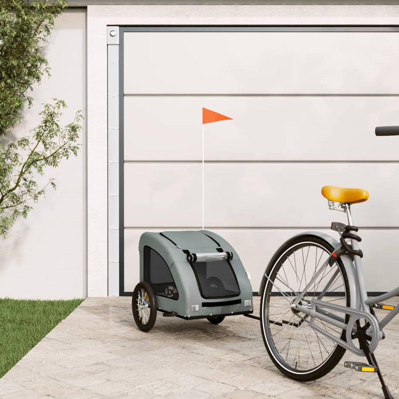 Remorcă de bicicletă animale companie, gri, textil oxford/fier