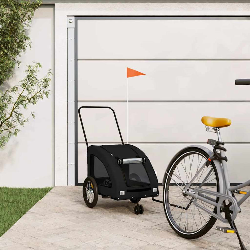 Remorcă bicicletă animale companie, negru, textil oxford/fier