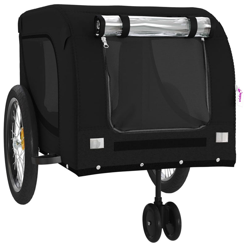 Remorcă bicicletă animale companie, negru, textil oxford/fier
