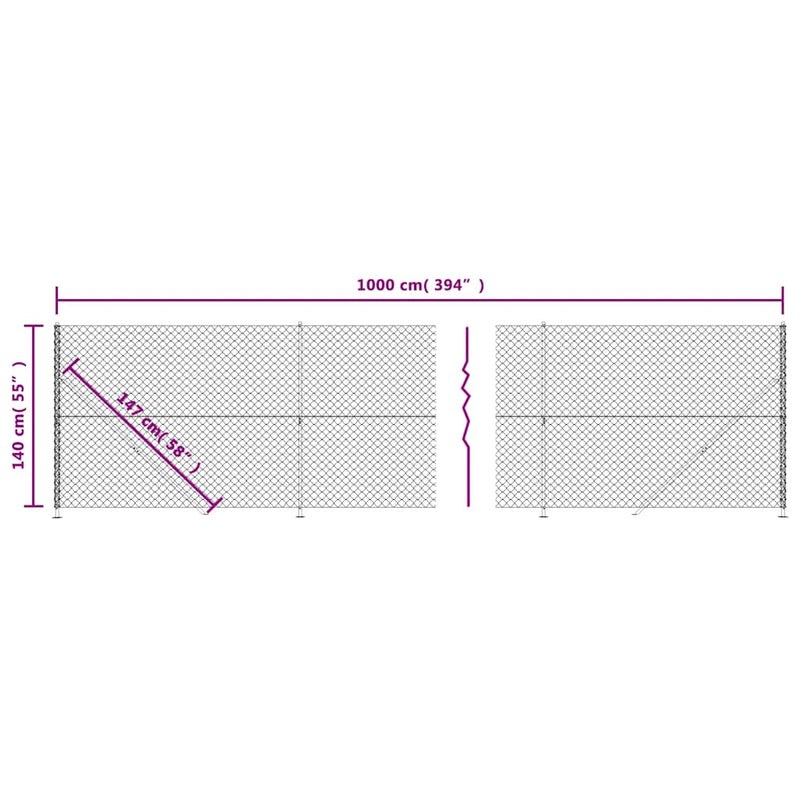 Gard plasă de sârmă cu bordură, verde, 1,4x10 m