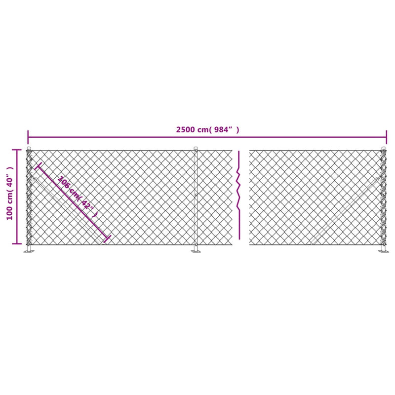 Gard plasă de sârmă cu bordură, verde, 1x25 m
