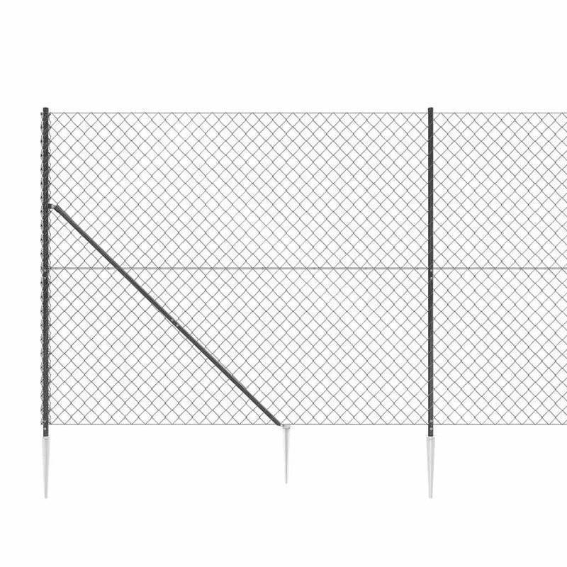 Gard plasă de sârmă cu țăruși de fixare, antracit, 1,6x25 m