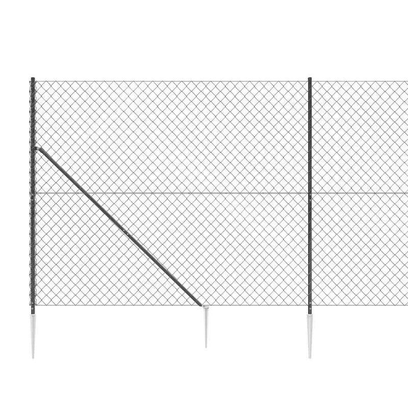 Gard plasă de sârmă cu țăruși de fixare, antracit, 2x25 m