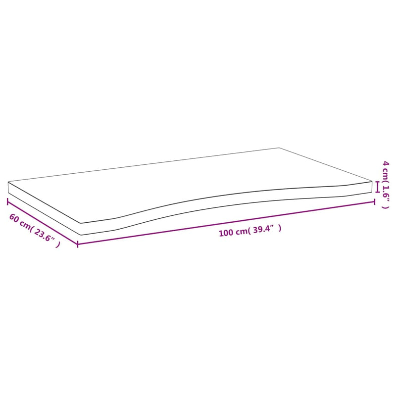 Blat de birou, 100x60x4 cm, bambus