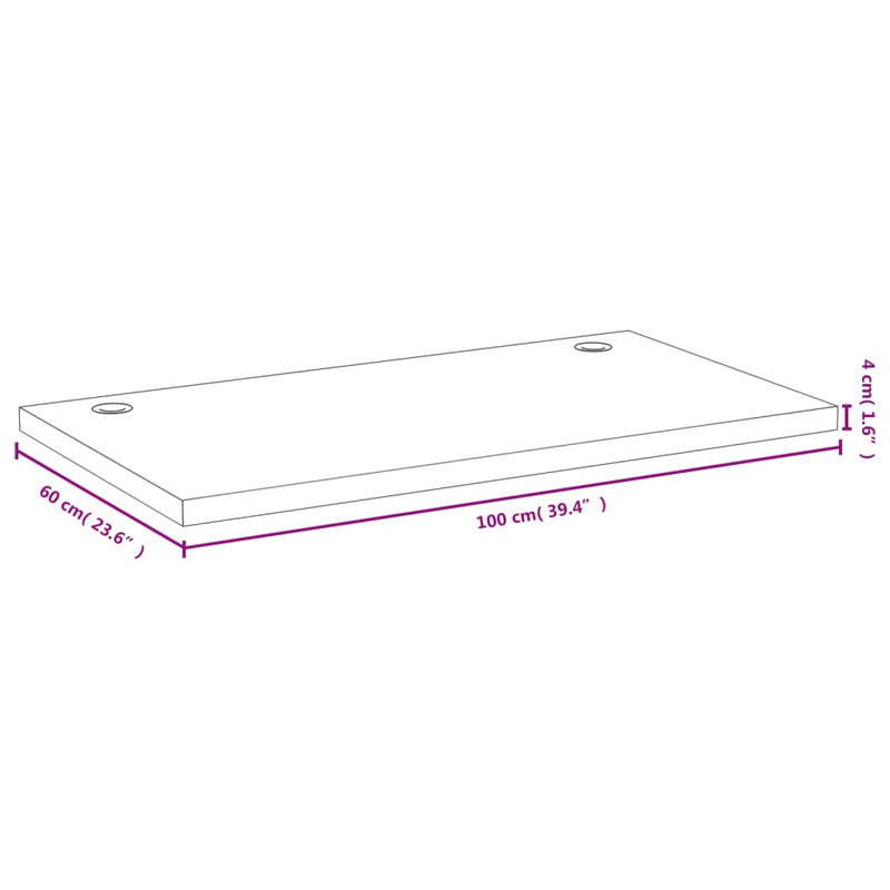 Blat de birou, 100x60x4 cm, bambus
