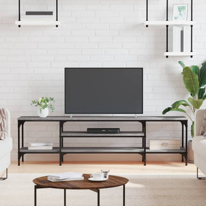 Comodă TV, sonoma gri, 161x35x45 cm, lemn prelucrat & fier