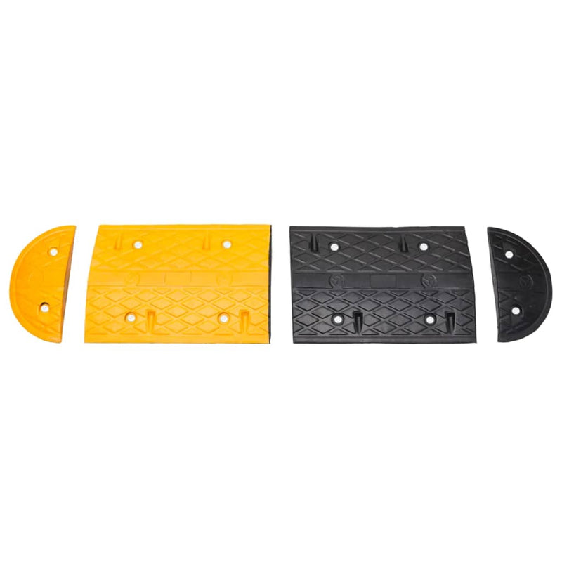 Prag limitator de viteză, galben&negru, 323x32,5x4 cm, cauciuc