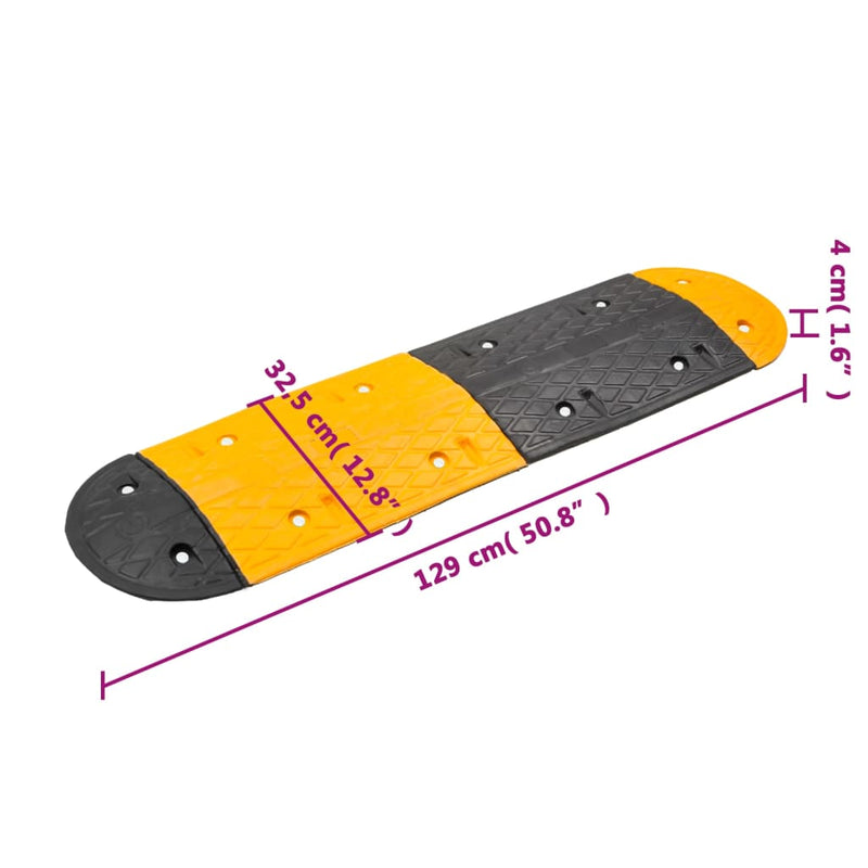 Prag limitator de viteză galben&negru, 420x32,5x4 cm, cauciuc