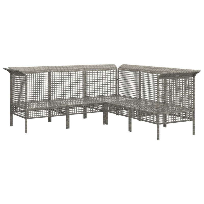 Set mobilier de grădină cu perne, 5 piese, gri, poliratan