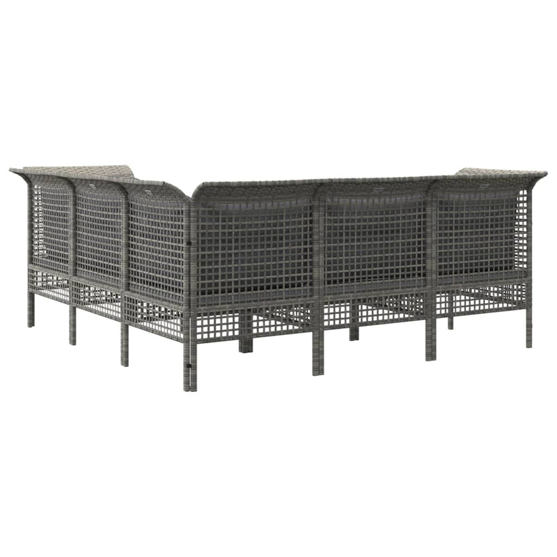 Set mobilier de grădină cu perne, 5 piese, gri, poliratan