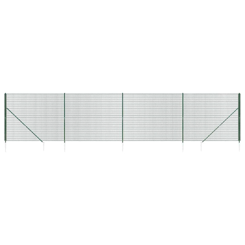 Gard plasă de sârmă cu țăruși de fixare, verde, 2x10 m