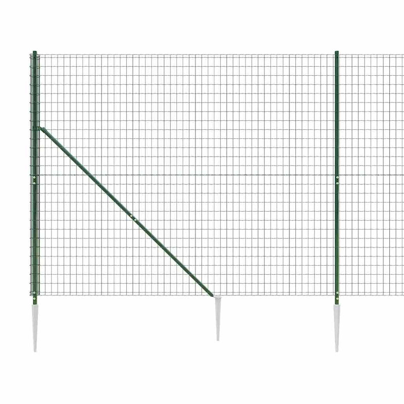 Gard plasă de sârmă cu țăruși de fixare, verde, 2x10 m