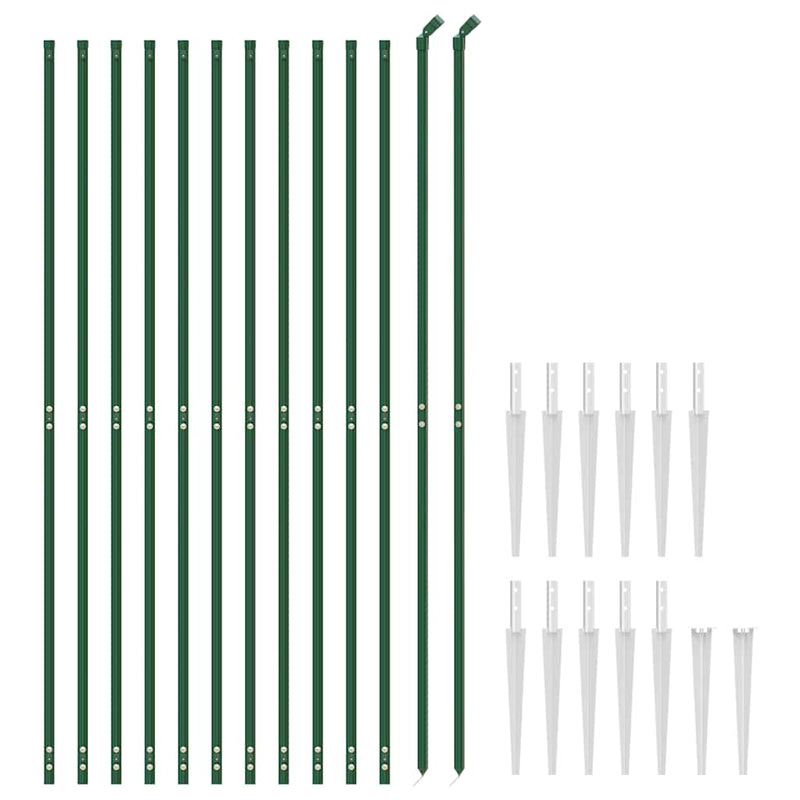 Gard plasă de sârmă cu țăruși de fixare, verde, 1,6x25 m