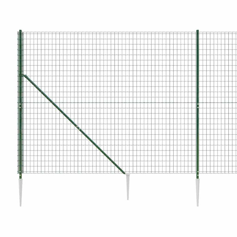 Gard plasă de sârmă cu țăruși de fixare, verde, 1,6x25 m