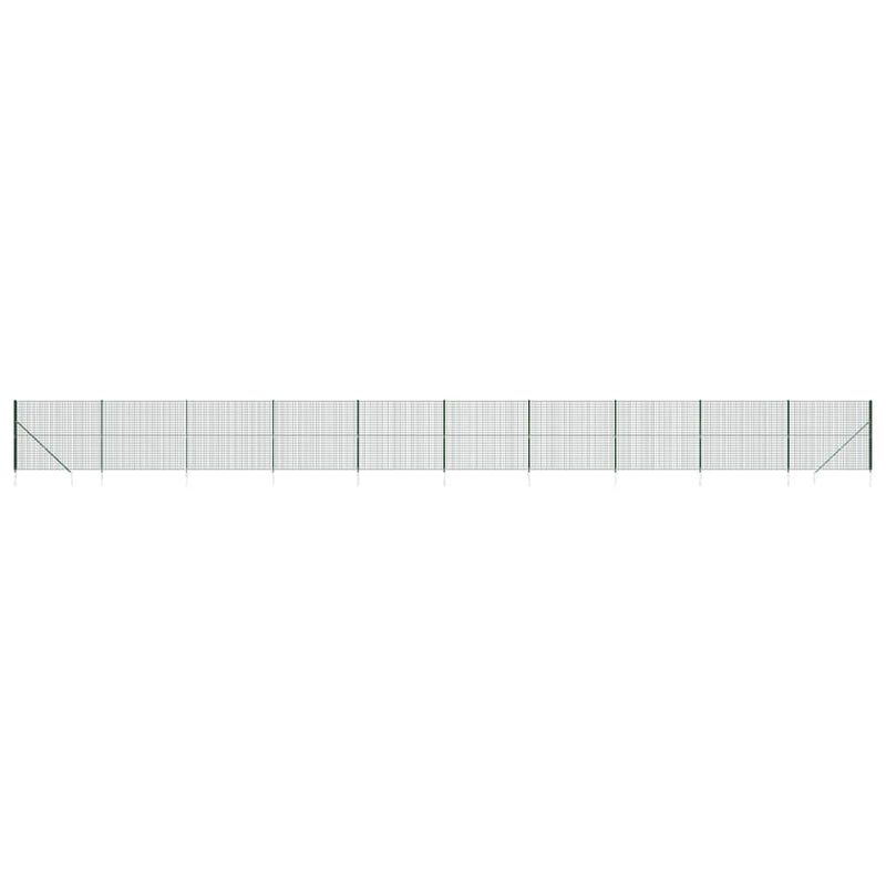 Gard plasă de sârmă cu țăruși de fixare, verde, 2x25 m