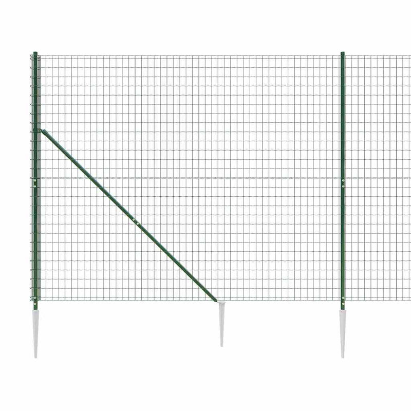 Gard plasă de sârmă cu țăruși de fixare, verde, 2x25 m
