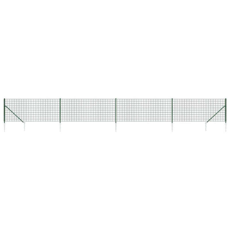 Gard plasă de sârmă cu țăruși de fixare, verde, 1,1x10 m