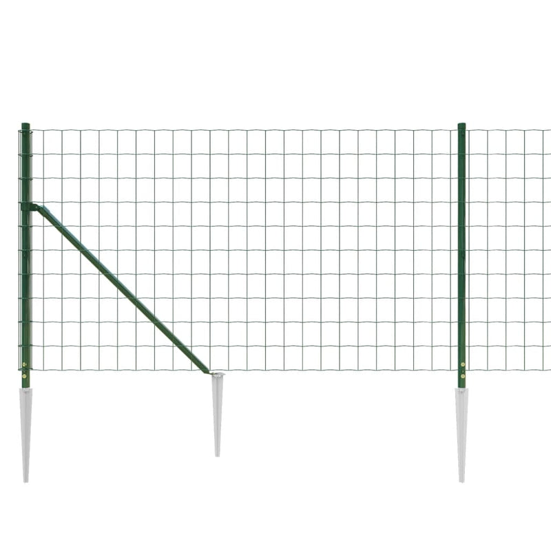 Gard plasă de sârmă cu țăruși de fixare, verde, 1,1x10 m
