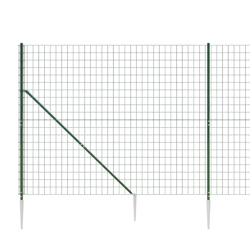 Gard plasă de sârmă cu țăruși de fixare, verde, 1,4x25 m