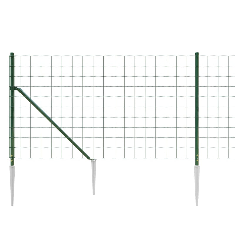 Gard plasă de sârmă cu țăruși de fixare, verde, 0,8x10 m