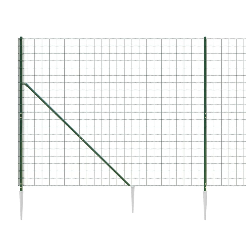 Gard plasă de sârmă cu țăruși de fixare, verde, 2,2x25 m
