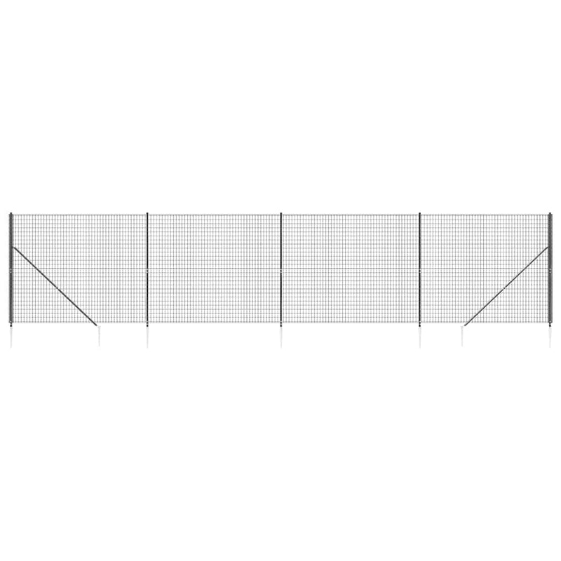 Gard plasă de sârmă cu țăruși de fixare, antracit, 1,4x10 m